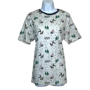 Free Planet T-Shirt Christmas Print All Over Santa Short Sleeve